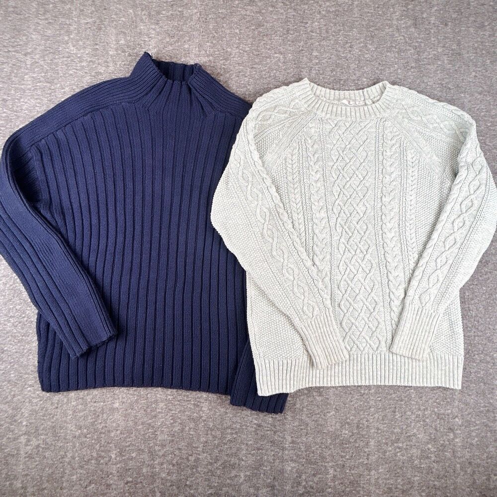 Lot of 2 Abercrombie Ribbed Sweater Womens M & Gap Cable Knit Sweater Womens M